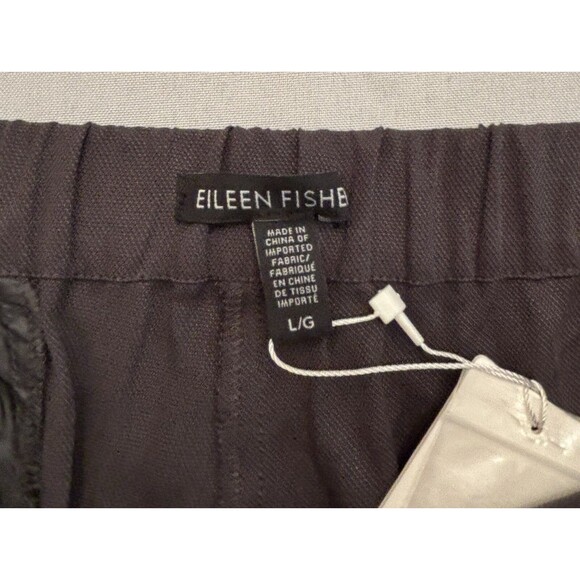 EILEEN FISHER Gray Woven Tencel Grain Pants Large Tapered Ankle Leg Classic Work - Picture 3 of 16